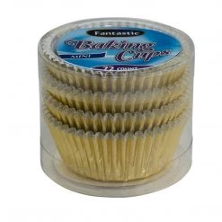 OnlyOneStopShop Fantastic Baking Cups (Mini-Size) Gold 72 Ct