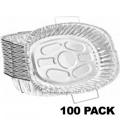 Nicole Collection Disposable Aluminum Oval Roaster Handle Rack Roaster 18.25