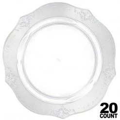 Decorline SALE Antique Collection Plastic Dinner Plates Clear 10" 20 Count