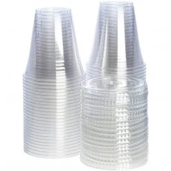 OnlyOneStopShop Smoothie Cups Crystal Ultra Clear PET Plastic Cups 12 Oz