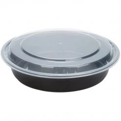 Nicole Collection Meal Prep Containers 24oz Black Round Microwavable Container With Clear Lids