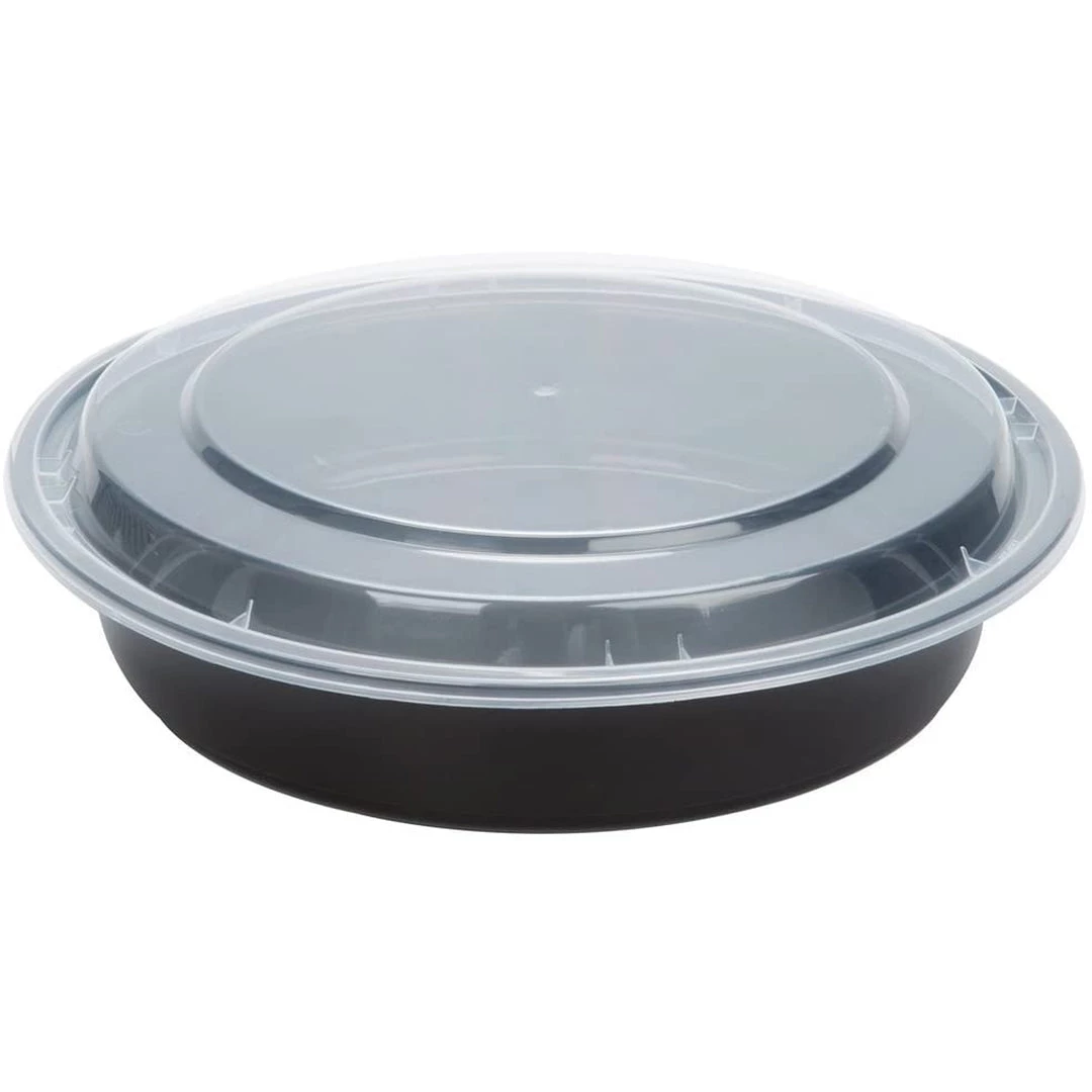 Nicole Collection Meal Prep Containers 32oz 7inch Black Round Microwavable Container With Clear Lid 2 Nicole Collection Meal Prep Containers 32oz 7inch Black Round Microwavable Container With Clear Lid