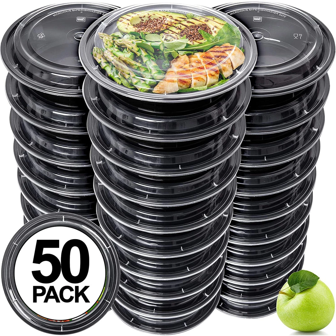 Nicole Collection Meal Prep Containers 16oz 6inch Black Round Microwavable Container With Clear Lid 1 Nicole Collection Meal Prep Containers 16oz 6inch Black Round Microwavable Container With Clear Lid