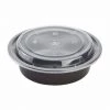 Nicole Collection Meal Prep Containers 16oz Black Round Microwavable Container With Clear Lids
