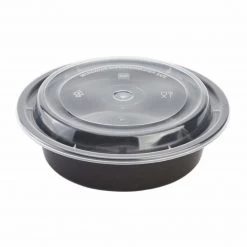 Nicole Collection Meal Prep Containers 16oz Black Round Microwavable Container With Clear Lids