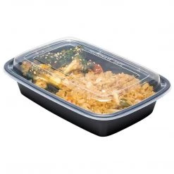 OnlyOneStopShop 38oz Black Rectangular MealPrep Containers With Clear Lids Meal Prep Containers