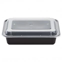 OnlyOneStopShop 16oz Black Rectangular MealPrep Containers With Clear Lids Meal Prep Containers