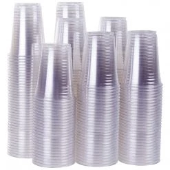 OnlyOneStopShop Smoothie Cups Crystal Ultra Clear PET Plastic Cups 16 Oz