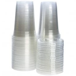OnlyOneStopShop Crystal Ultra Clear PET Plastic Cups 20 Oz Smoothie Cups