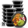 Nicole Collection Meal Prep Containers 32oz 7inch Black Round Microwavable Container With Clear Lid