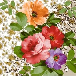 Nicole Fantini Collection Elegant Napkins Floral Devotion Disposable Lunch Paper Napkins 20 Ct