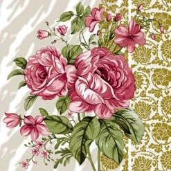 Nicole Fantini Collection Elegant Napkins Vintage Rose Disposable Lunch Paper Napkins 20 Ct