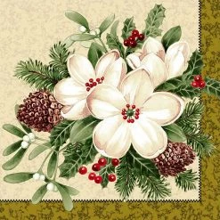 Nicole Fantini Collection Elegant Napkins Flowers #36 Disposable Lunch Paper Napkins 20 Ct