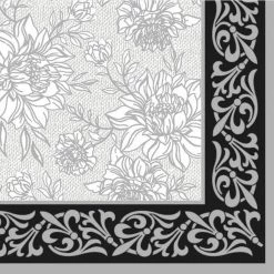 Nicole Fantini Collection Grey Petal Pride Disposable Lunch Paper Napkins 20 Ct Elegant Napkins