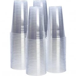 OnlyOneStopShop Smoothie Cups Crystal Ultra Clear PET Plastic Cups 24 Oz