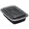 OnlyOneStopShop 28oz Black Rectangular MealPrep Containers With Clear Lids