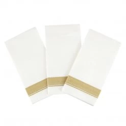 Blue Sky Elegant Napkins Cloth-Like Dinner Napkins Gold Border