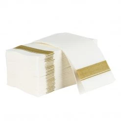 Blue Sky Elegant Napkins Cloth-Like Dinner Napkins Gold Border