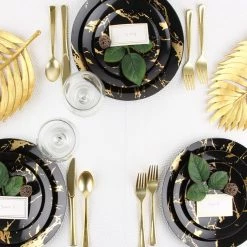 Blue Sky Gold Stroke Black Dinner Plates 9″