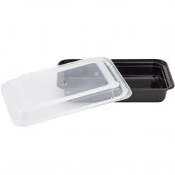 OnlyOneStopShop 38oz Black Rectangular MealPrep Containers With Clear Lids Meal Prep Containers