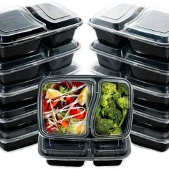 OnlyOneStopShop 30 Oz Black Rectangular 2 Section MealPrep Containers With Clear Lids 8 OnlyOneStopShop 30 Oz Black Rectangular 2 Section MealPrep Containers With Clear Lids
