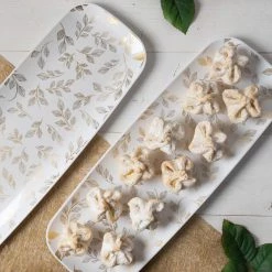 Blue Sky Organic Leave White Tray Rectangle 17.5″