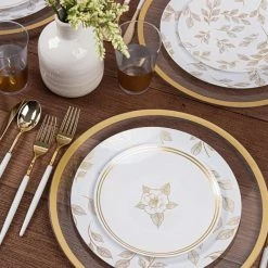 Blue Sky Elegant Plates Botanic Collection Leaves And Floral Plastic Dinner Plates 10