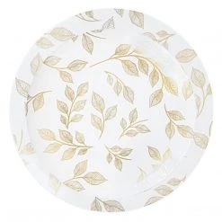 Decorline Elegant Party Sets Botanic Collection Dinner Plate White & Gold Leaves And Floral Tableware Package