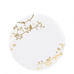 Blue Sky Elegant Plates Spring Collection White And Gold Plastic Salad Plates 7.5"