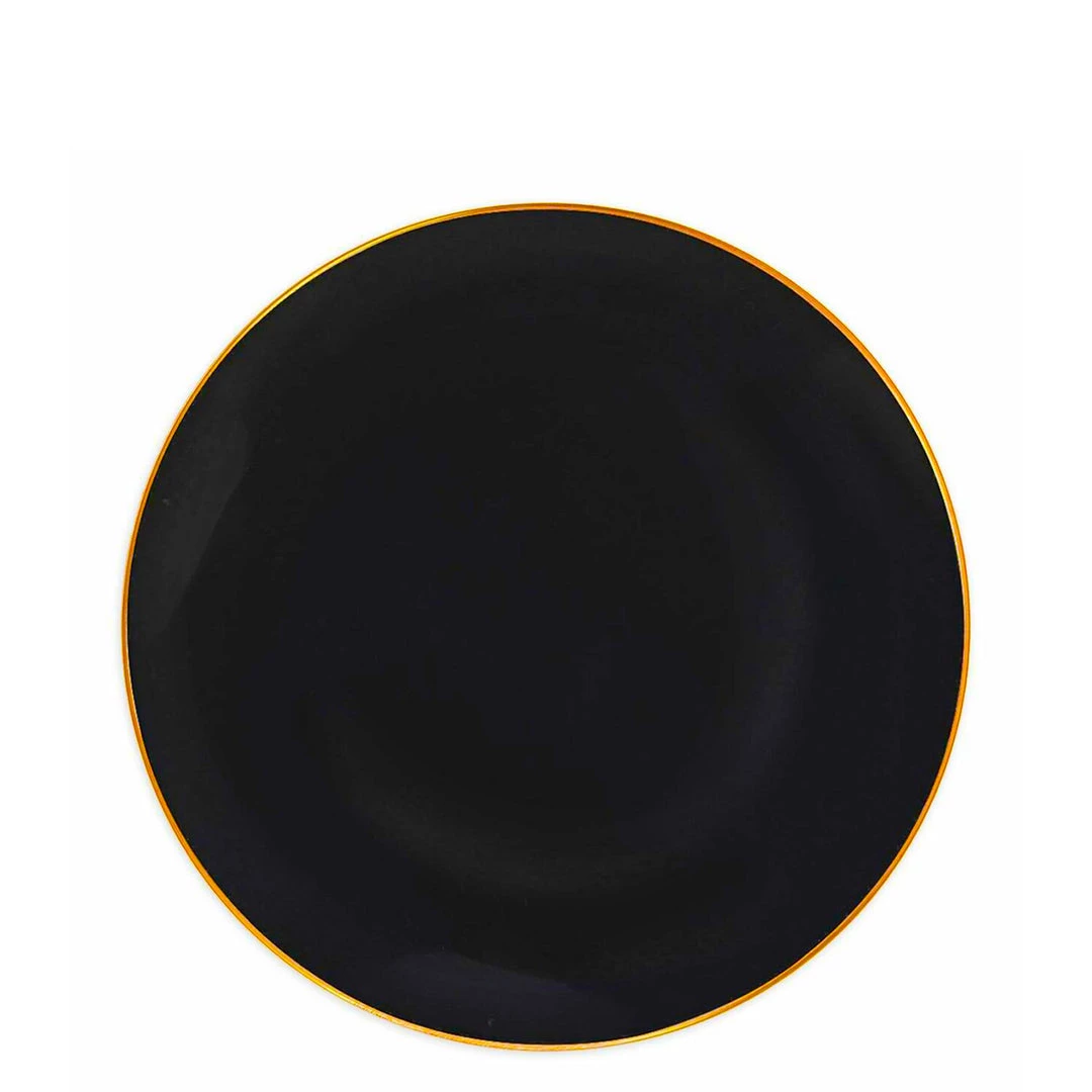 Blue Sky Organic Collection Black/Gold Rim Plastic Salad Plates 7.5" 1 Blue Sky Organic Collection Black/Gold Rim Plastic Salad Plates 7.5"