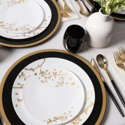 Blue Sky Elegant Plates Spring Collection White And Gold Plastic Dinner Plates 10