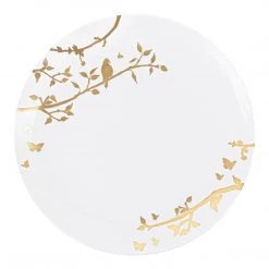 Blue Sky Elegant Plates Spring Collection White And Gold Plastic Dinner Plates 10"