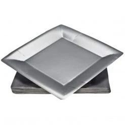 Lillian SALESolid Silver Square Dinner Paper Plates 10