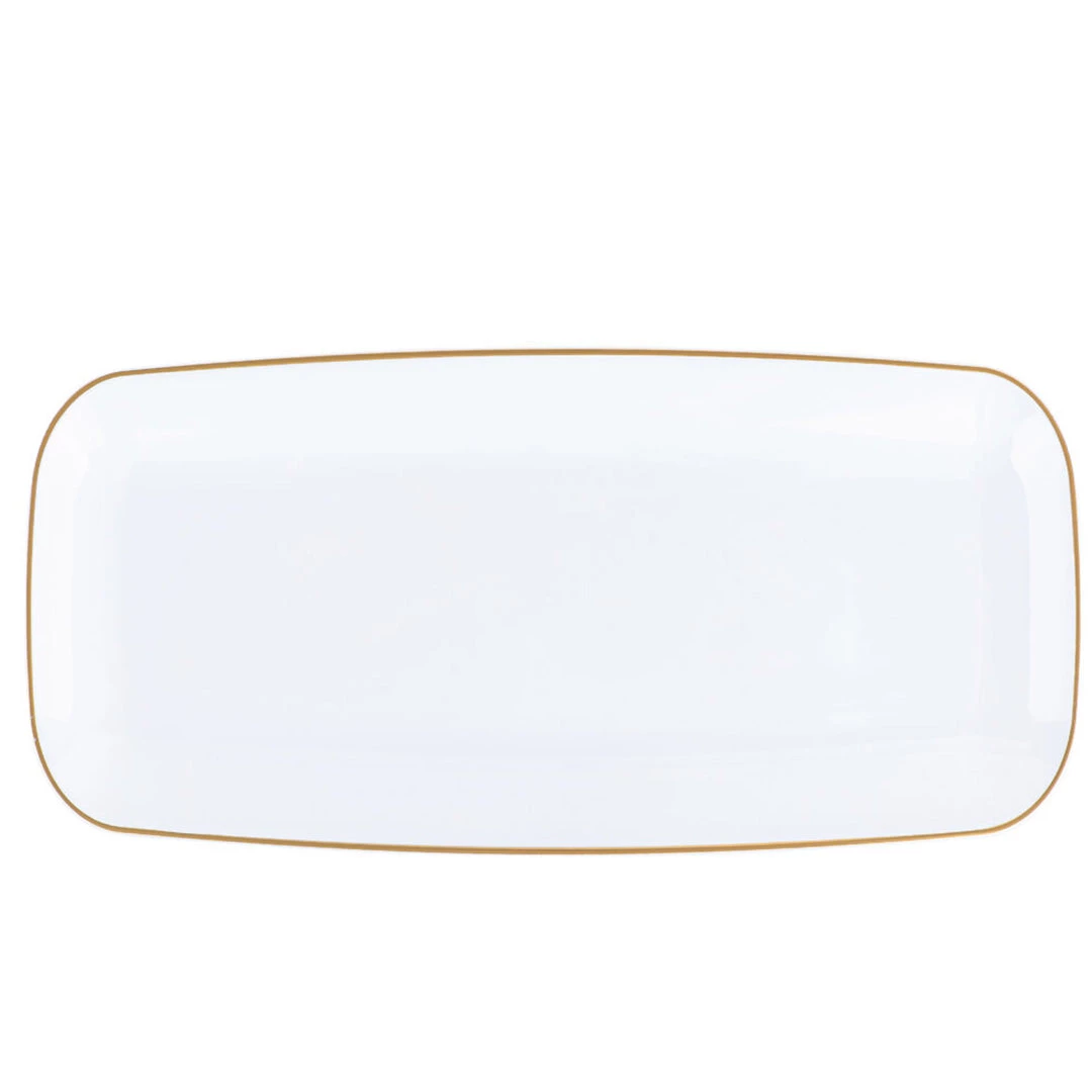 Blue Sky Elegant Trays Organic White Gold Rim Tray Rectangle 10.6″ 1 Blue Sky Elegant Trays Organic White Gold Rim Tray Rectangle 10.6″