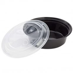 Nicole Collection 32oz Black Round Microwavable Container With Clear Lids Meal Prep Containers