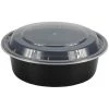 Nicole Collection 32oz Black Round Microwavable Container With Clear Lids Meal Prep Containers