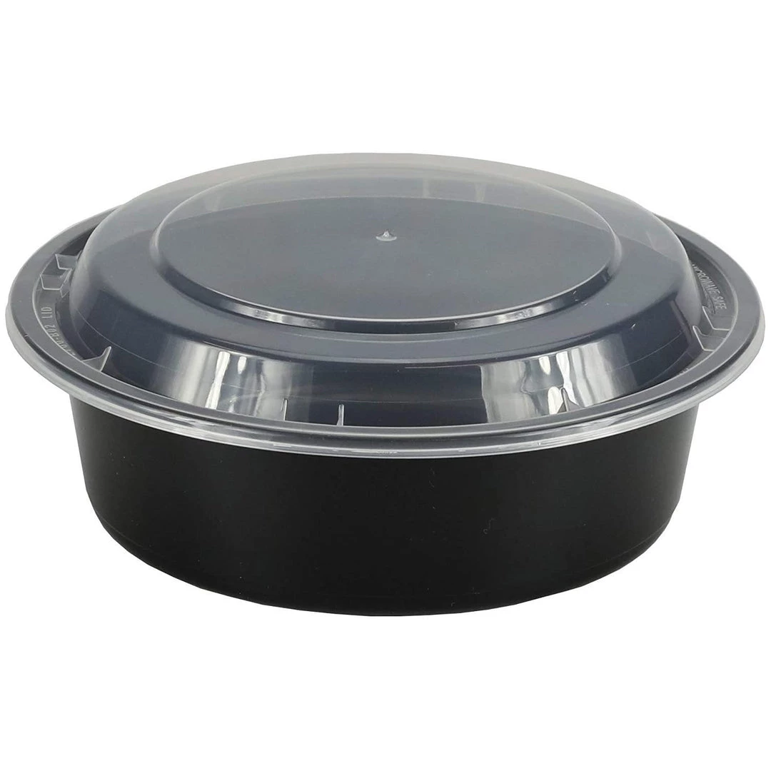 Nicole Collection 32oz Black Round Microwavable Container With Clear Lids Meal Prep Containers 1 Nicole Collection 32oz Black Round Microwavable Container With Clear Lids Meal Prep Containers