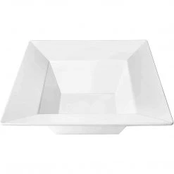 Elegant Plates Lillian Square Plastic Dinner Bowls White 12 Oz