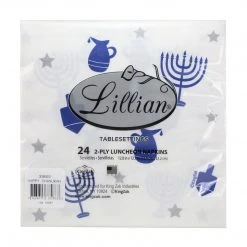 Lillian Tablesettings Hanukkah Happy Chanukah Luncheon Blue Paper Napkins 2-Ply