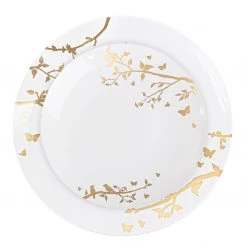 Blue Sky Elegant Plates Spring Collection White And Gold Plastic Dinner Plates 10