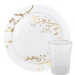 Blue Sky Elegant Plates Spring Collection White And Gold Plastic Dinner Plates 10