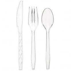 Blue Sky Clear Fancy High Quality Flatware Disposable Utensils Set 180 Forks 120 Spoons 60 Knives 360CT