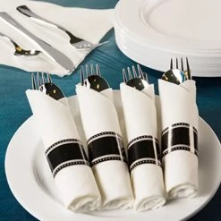 Lillian Elegant Cutlery Pre-Rolled Cutlery And Napkin Black Set