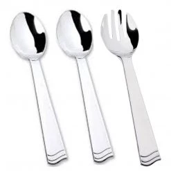 Lillian Serving Utensils Serving Set Two 2 Spoons And One 1 Fork Silver 10"