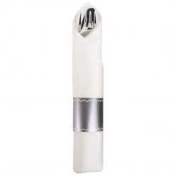 Lillian Pre-Rolled Cutlery And Napkin Set Polished Silver Elegant Cutlery