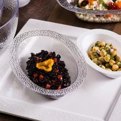 Lillian Tablesetting Pebbled Plastic Oval Serving Bowl Clear 15 Oz