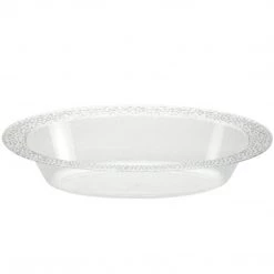 Lillian Serving Bowls Pebbled Clear Plastic Oval Serving Bowl 48 Oz