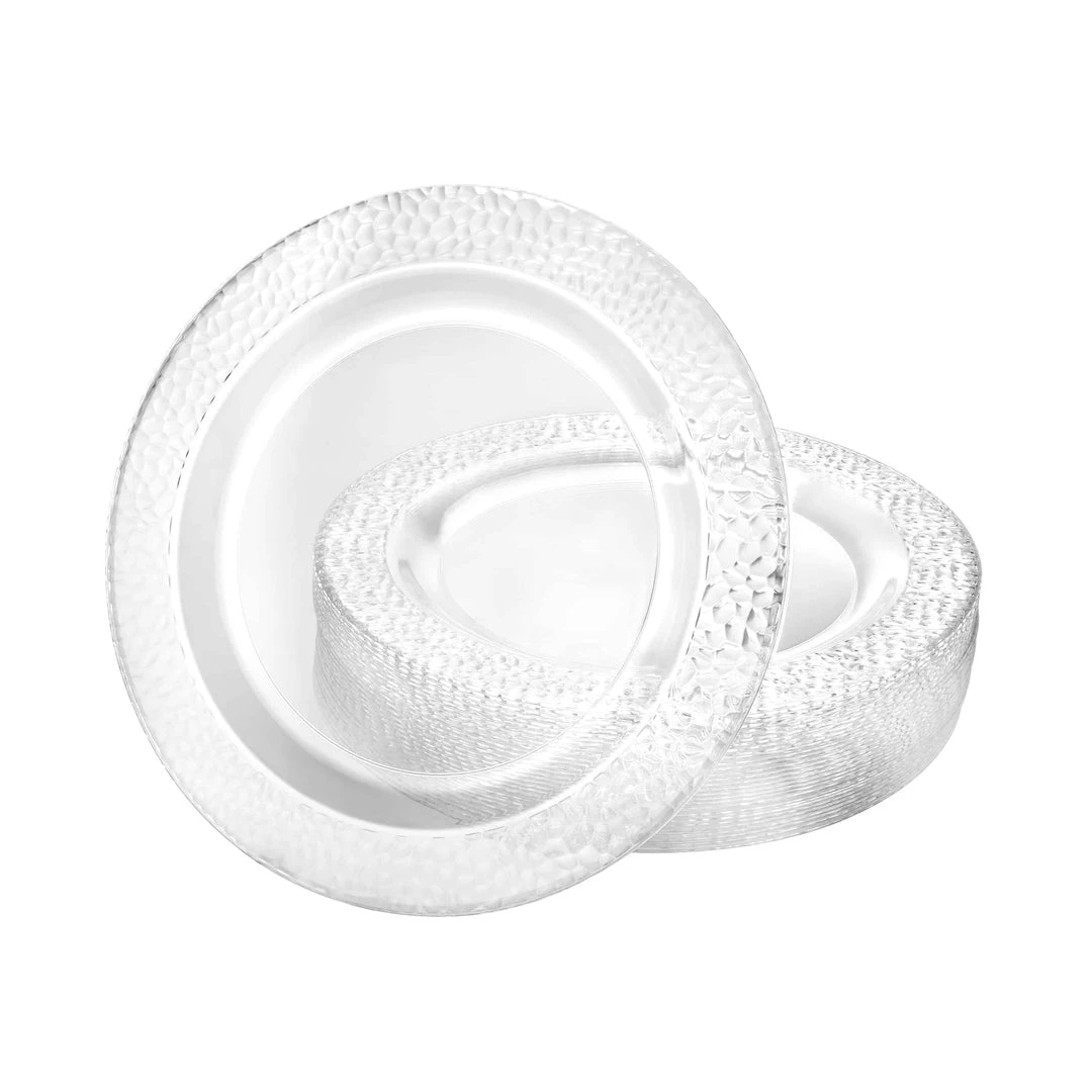 Lillian Tablesettings Pebbled Plastic Plate Clear 7.5" Elegant Plates 2 Lillian Tablesettings Pebbled Plastic Plate Clear 7.5" Elegant Plates