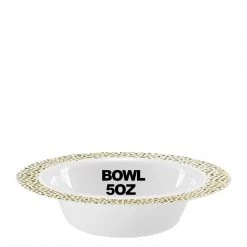 Lillian Pebbled Plastic Dessert Bowl Gold Rim 5 Oz