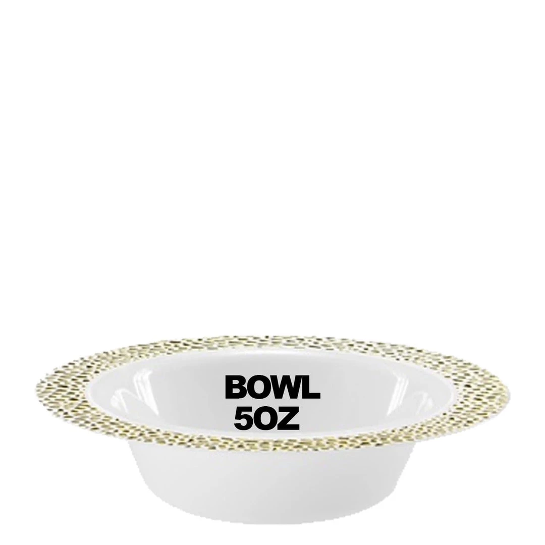 Lillian Pebbled Plastic Dessert Bowl Gold Rim 5 Oz 1 Lillian Pebbled Plastic Dessert Bowl Gold Rim 5 Oz